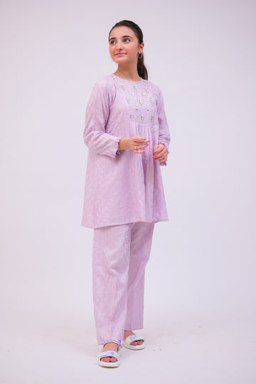 GAC-02779 | Light Purple | Casual 2 Piece Suit | Viscose Fabric Jacquard
